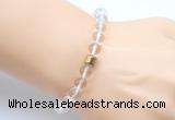 CGB9285 8mm, 10mm white crystal & drum hematite power beads bracelets