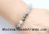 CGB9288 8mm, 10mm black rutilated quartz & drum hematite power beads bracelets