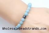 CGB9307 8mm, 10mm matte amazonite & drum hematite power beads bracelets