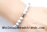 CGB9309 8mm, 10mm matte white howlite & drum hematite power beads bracelets