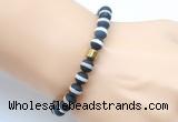 CGB9315 8mm, 10mm matte Tibetan agate & drum hematite power beads bracelets