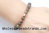 CGB9319 8mm, 10mm matte unakite & drum hematite power beads bracelets