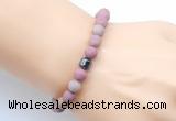 CGB9326 8mm, 10mm matte pink wooden jasper & drum hematite power beads bracelets