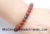 CGB9327 8mm, 10mm matte red jasper & drum hematite power beads bracelets