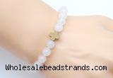 CGB9350 8mm, 10mm white jade & cross hematite power beads bracelets