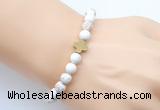 CGB9351 8mm, 10mm white howlite & cross hematite power beads bracelets