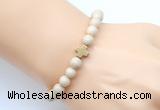 CGB9360 8mm, 10mm white fossil jasper & cross hematite power beads bracelets