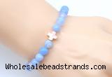 CGB9371 8mm, 10mm blue banded agate & cross hematite power beads bracelets