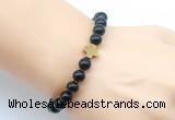 CGB9384 8mm, 10mm black agate & cross hematite power beads bracelets