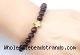 CGB9393 8mm, 10mm red tiger eye & cross hematite power beads bracelets