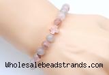 CGB9413 8mm, 10mm pink quartz & cross hematite power beads bracelets