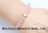 CGB9417 8mm, 10mm matte rose quartz & cross hematite power beads bracelets