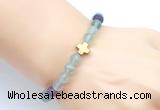 CGB9420 8mm, 10mm matte fluorite & cross hematite power beads bracelets