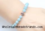 CGB9423 8mm, 10mm matte amazonite & cross hematite power beads bracelets