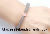 CGB9427 8mm, 10mm matte grey agate & cross hematite power beads bracelets