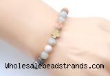 CGB9429 8mm, 10mm matte bamboo leaf agate & cross hematite power beads bracelets