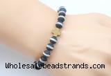 CGB9431 8mm, 10mm matte Tibetan agate & cross hematite power beads bracelets