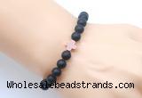 CGB9432 8mm, 10mm matte black agate & cross hematite power beads bracelets