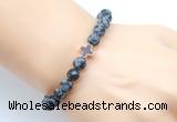 CGB9433 8mm, 10mm matte snowflake obsidian & cross hematite power beads bracelets