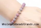 CGB9442 8mm, 10mm matte pink wooden jasper & cross hematite power beads bracelets