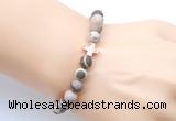 CGB9445 8mm, 10mm matte Australian zebra jasper & cross hematite power beads bracelets