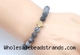 CGB9449 8mm, 10mm matte black water jasper & cross hematite power beads bracelets