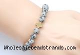 CGB9450 8mm, 10mm matte dalmatian jasper & cross hematite power beads bracelets