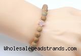 CGB9452 8mm, 10mm matte wooden jasper & cross hematite power beads bracelets