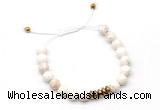 CGB9461 8mm, 10mm white howlite & rondelle hematite adjustable bracelets