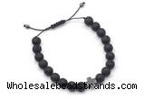 CGB9468 8mm, 10mm black lava & cross hematite adjustable bracelets