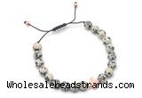 CGB9477 8mm, 10mm dalmatian jasper & cross hematite adjustable bracelets