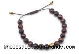 CGB9503 8mm, 10mm red tiger eye & drum hematite adjustable bracelets