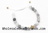 CGB9513 8mm, 10mm black rutilated quartz & cross hematite adjustable bracelets