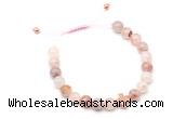 CGB9523 8mm, 10mm pink quartz & cross hematite adjustable bracelets