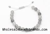 CGB9524 8mm, 10mm cloudy quartz & rondelle hematite adjustable bracelets