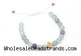 CGB9530 8mm, 10mm matte fluorite & cross hematite adjustable bracelets