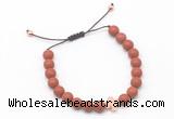 CGB9553 8mm, 10mm matte red jasper & cross hematite adjustable bracelets