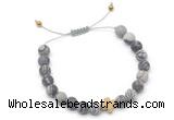 CGB9559 8mm, 10mm matte black water jasper & cross hematite adjustable bracelets