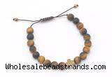 CGB9565 8mm, 10mm matte yellow tiger eye & cross hematite adjustable bracelets