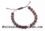 CGB9566 8mm, 10mm matte red tiger eye & cross hematite adjustable bracelets