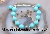 CGB9606 12mm round blue howlite & labradorite adjustable bracelets