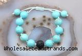 CGB9615 12mm round blue howlite & black lava adjustable bracelets