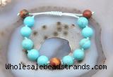 CGB9628 12mm round blue howlite & picasso jasper adjustable bracelets