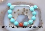 CGB9630 12mm round blue howlite & fire agate adjustable bracelets