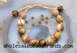 CGB9709 12mm round picture jasper & yellow tiger eye adjustable bracelets