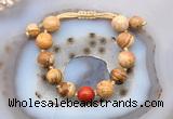 CGB9715 12mm round picture jasper & red jasper adjustable bracelets