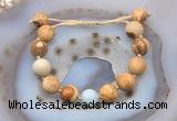 CGB9717 12mm round picture jasper & aquamarine adjustable bracelets