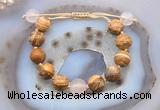 CGB9718 12mm round picture jasper & rose quartz adjustable bracelets