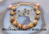 CGB9720 12mm round picture jasper & moonstone adjustable bracelets