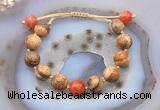 CGB9726 12mm round picture jasper & fire agate adjustable bracelets